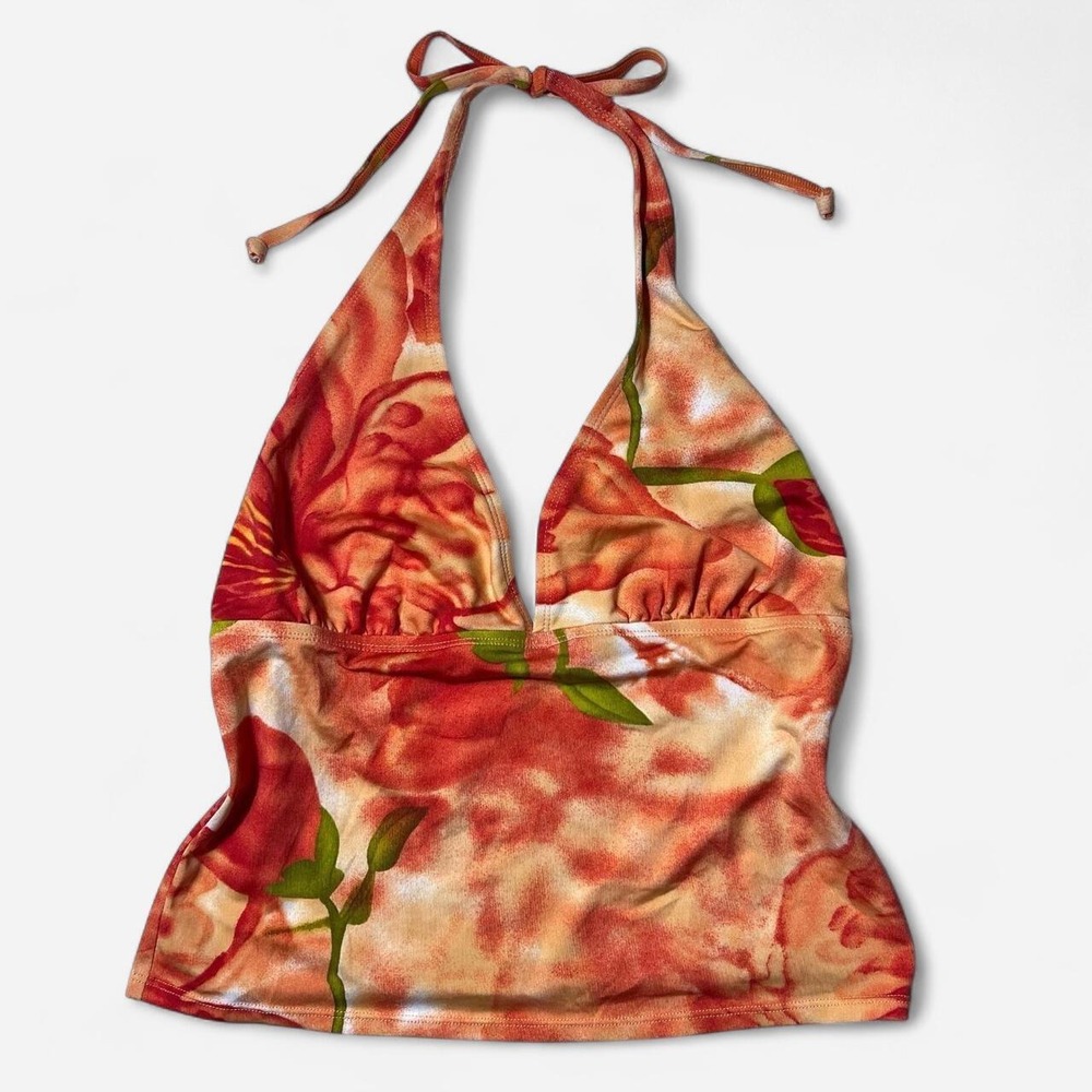 J.I.T. Sport Collection Vintage Tropical Floral Halter Swim Top